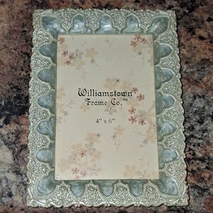 Vintage Like New,Elegant Silver Photo Framel. Light Teal / Silver